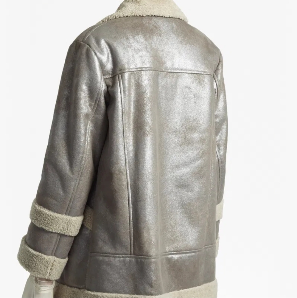 Metallic Shearling Zelda Coat - Picture 3 of 7
